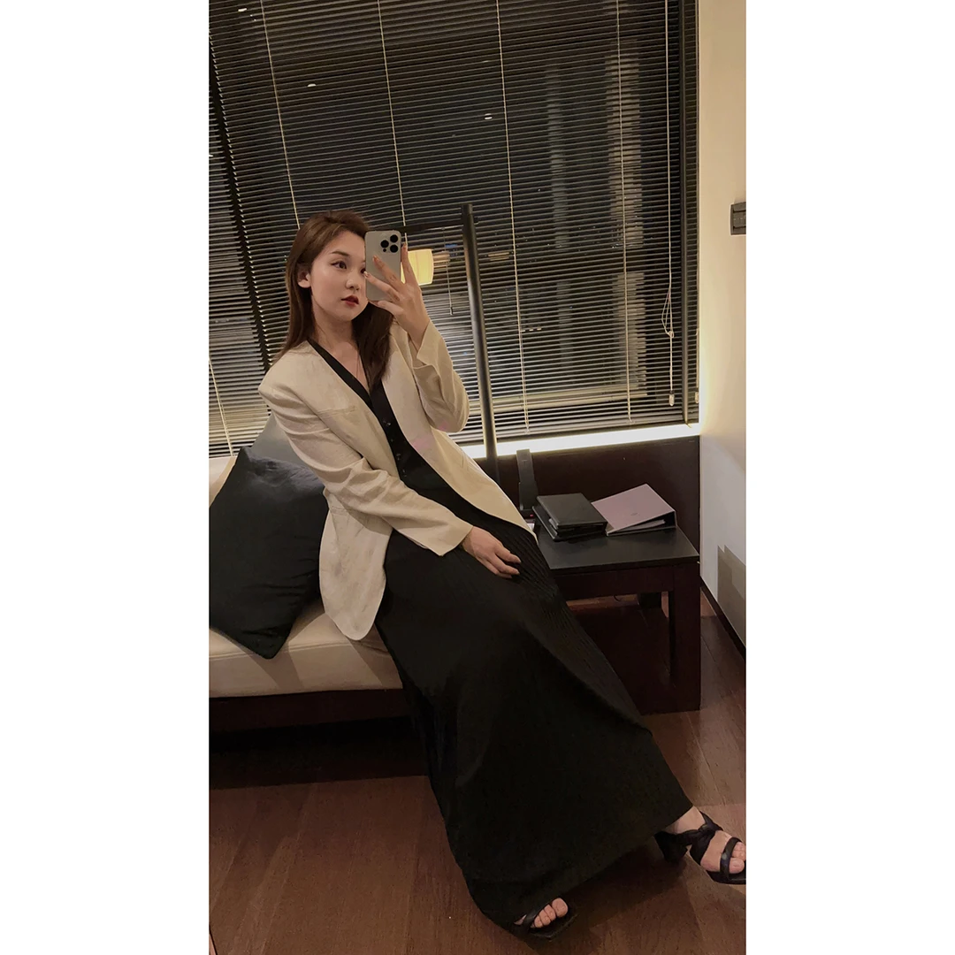 OSENSO“微光裙摆”高腰显瘦百褶风琴时尚百搭设计半身裙BQ230380