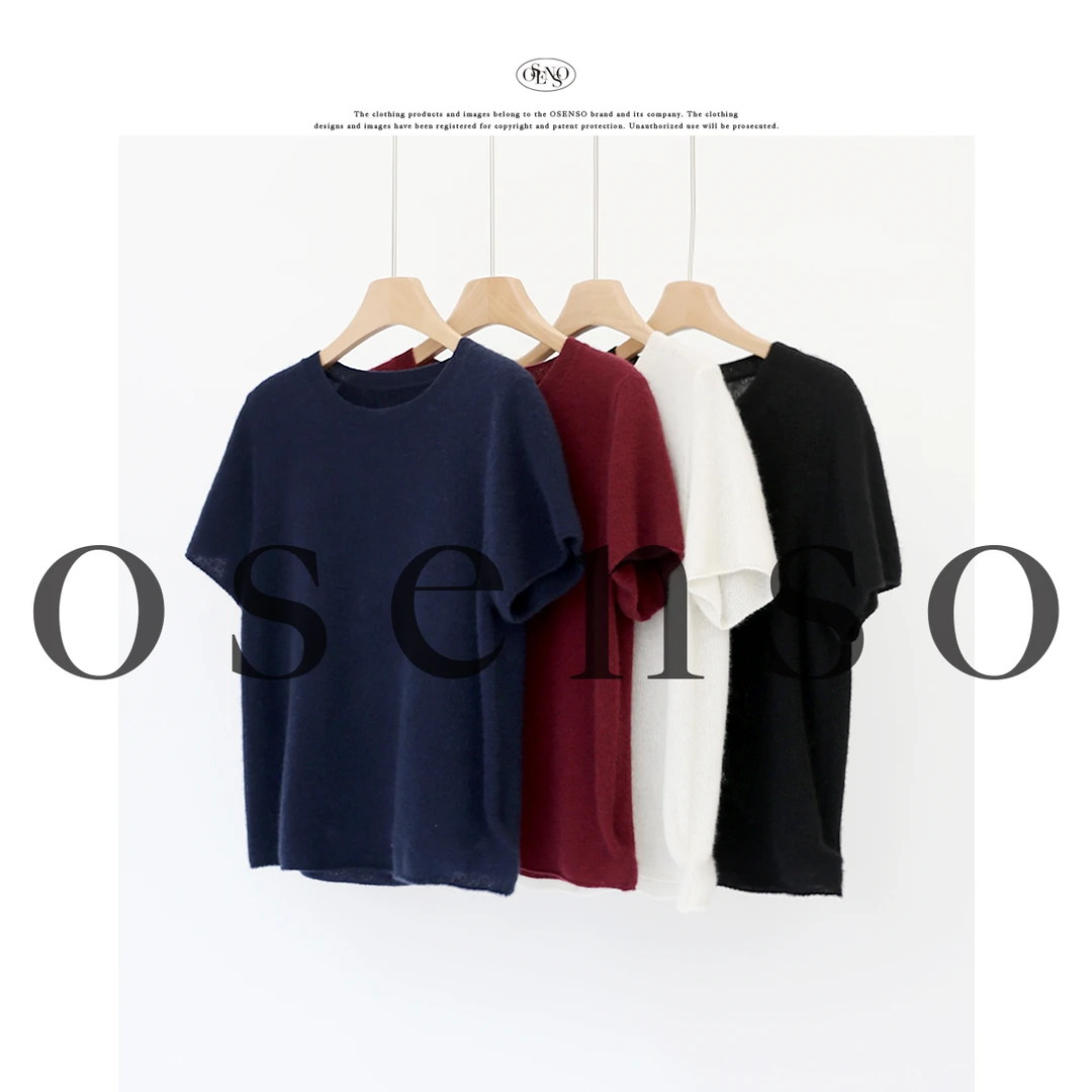 "绵花糖“秋季新品羊绒半袖百搭圆领针织小飞袖上衣ZZ240600