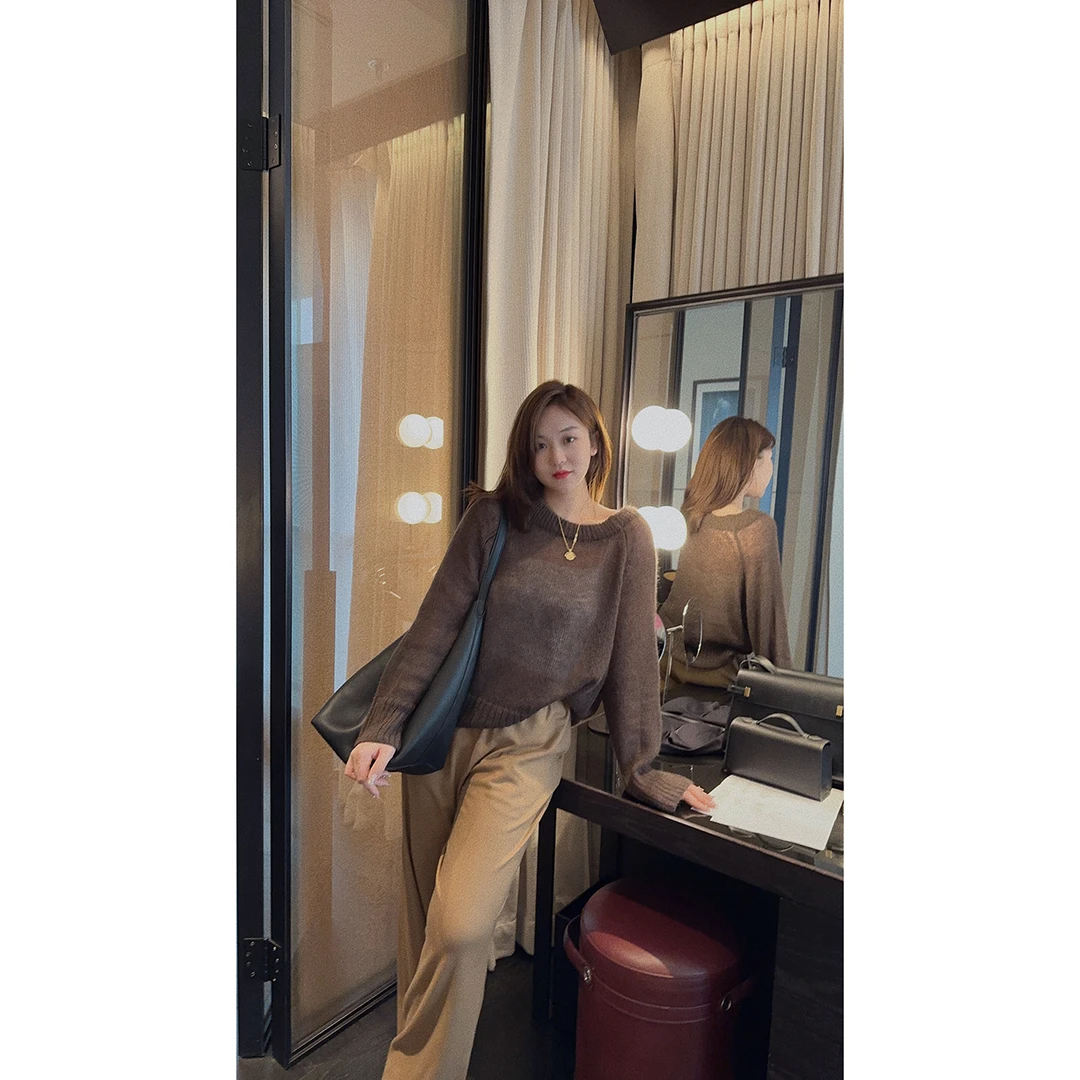 OSENSO"大马士革"秋冬显瘦时尚小众设计松紧腰直筒羊毛裤KZ230721