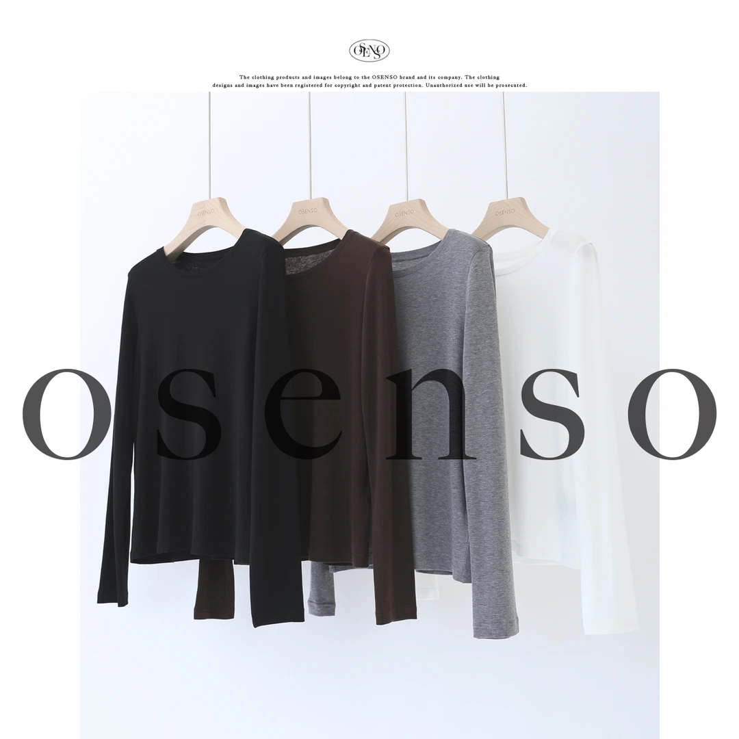 OSENSO"云柔漫步"百搭休闲含羊毛极简风基础T恤TX240915