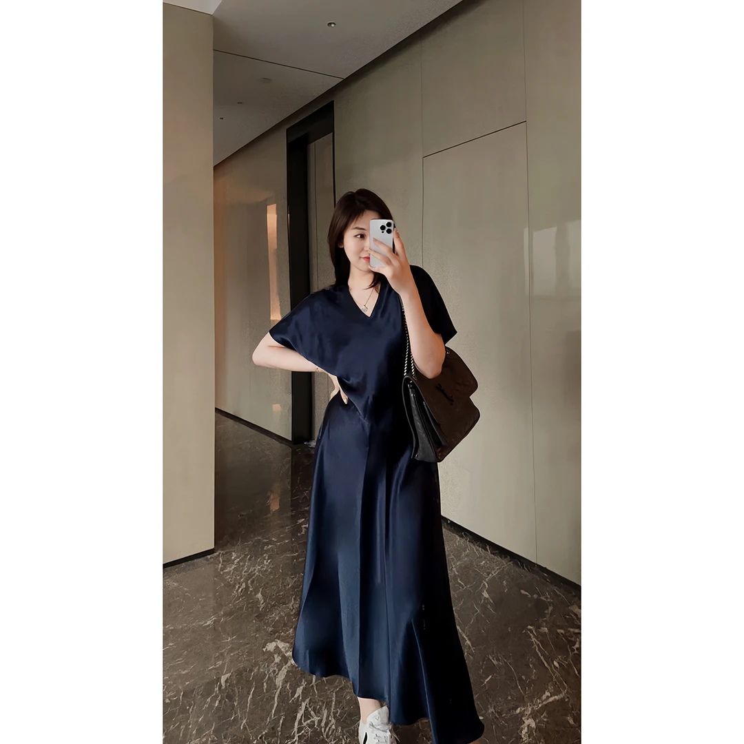 OSENSO"米兰秀场"法式夏季气质显瘦小众设计感真丝连衣裙QZ230607