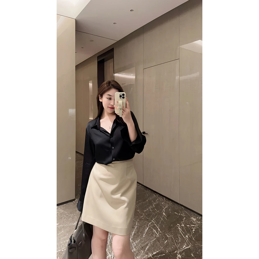 OSENSO"莫妮卡"抗皱显瘦小众设计感时尚设计酒杯形短裤裙QZ230564