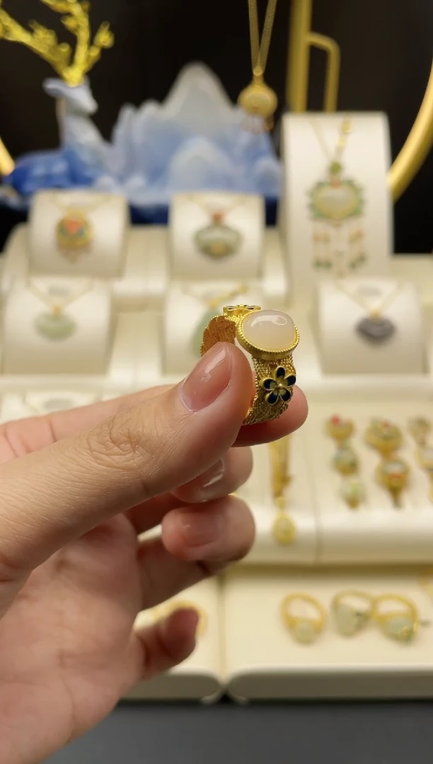 【闪购商品】和田玉戒指银S925镶嵌和田玉戒指