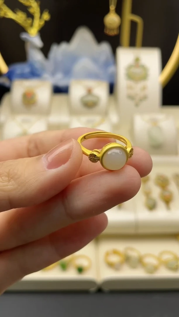 【闪购商品】和田玉戒指银S925镶嵌和田玉戒指