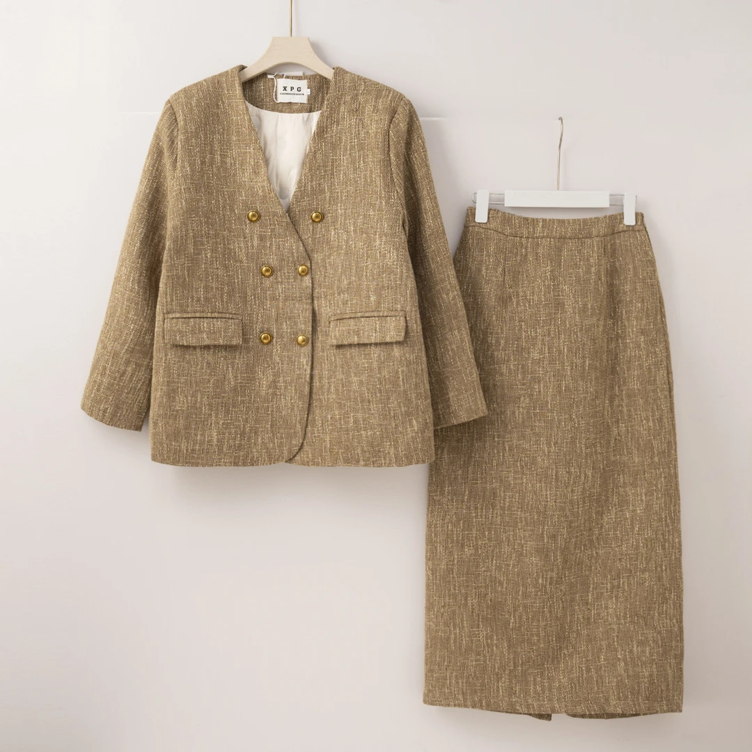 Q1828 高级感满满小香风宽松显瘦羽绒服套装