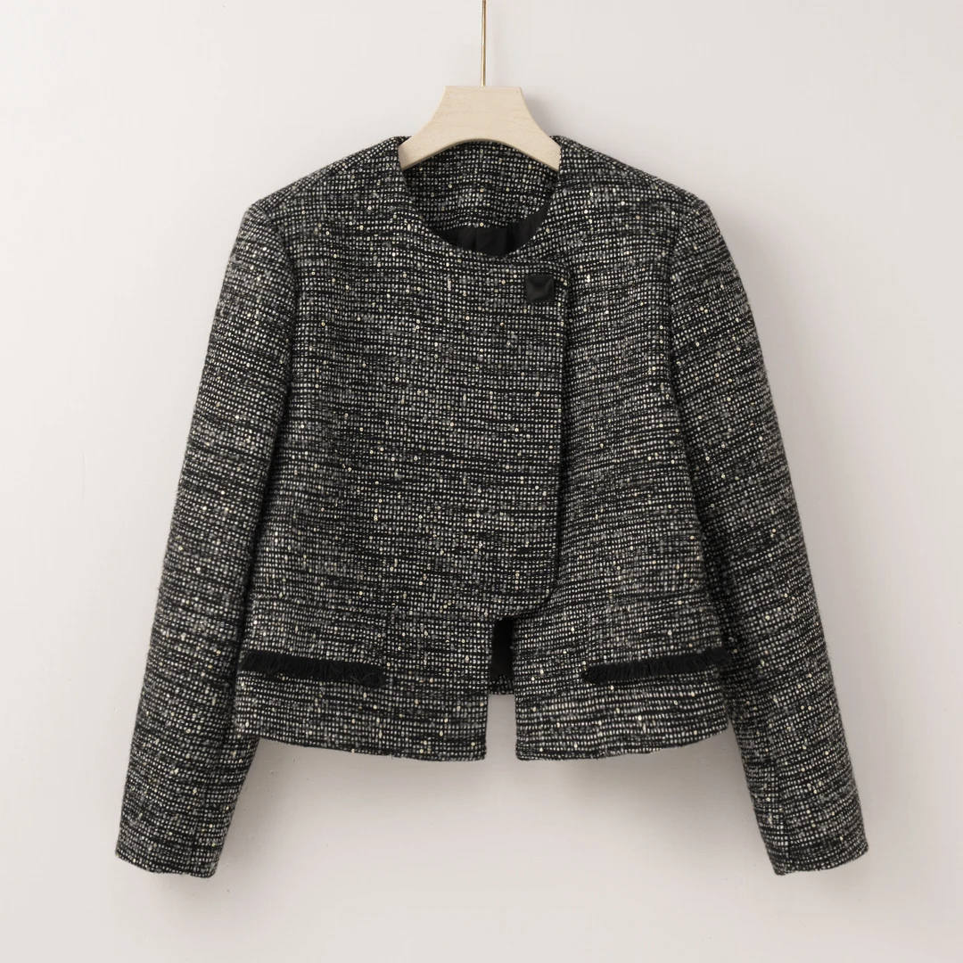 【特价-占单者限购】Q1932高端欧货气质名媛时尚垫肩一粒扣小香风