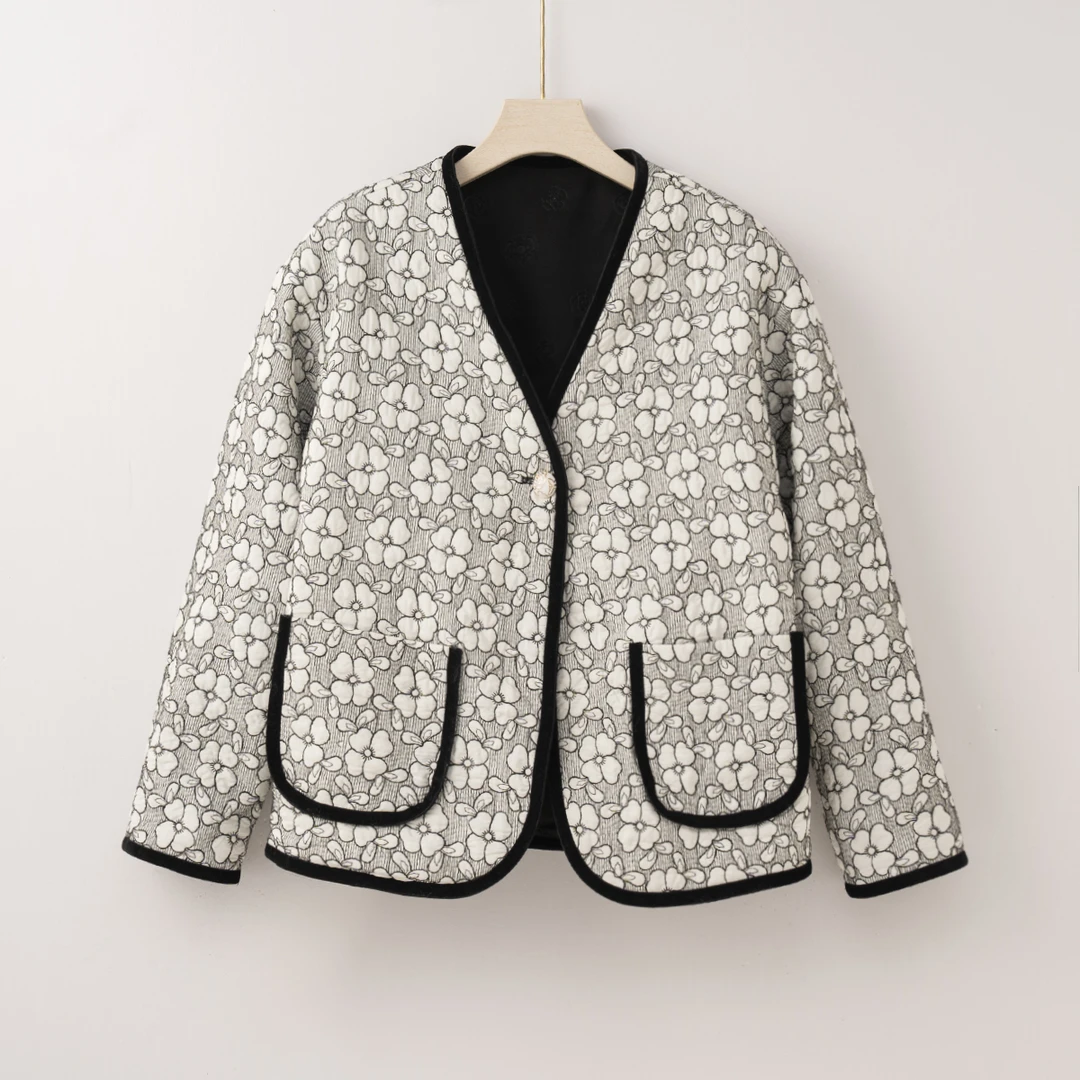 【特价-占单者限购】Q1941 法式休闲提花短款毛呢小香风外套两面