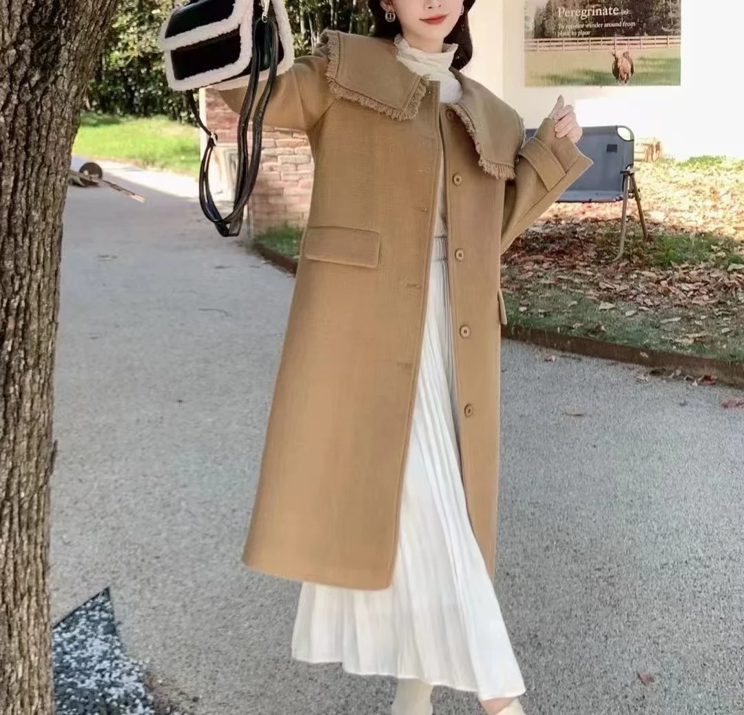 【特价-占单者限购】Q1669 翻领设计长款显瘦女士冬款大衣 2298