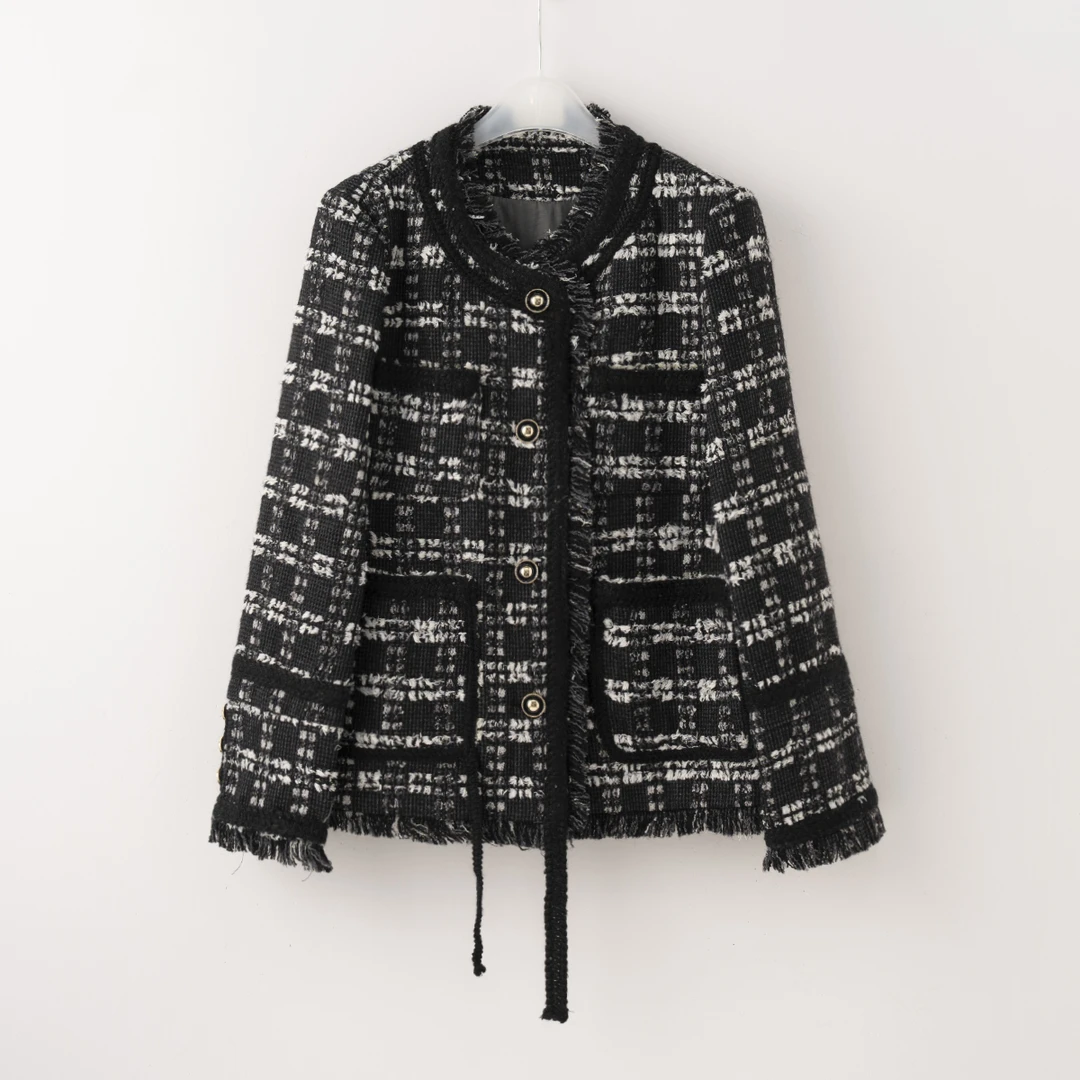 【特价-占单者限购】Q1639 秋冬新款小香风编织羊毛外套修身显瘦