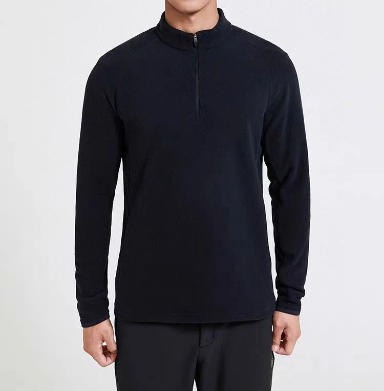 原工厂出品！秋冬款男士四面弹抓绒亨利领半拉链立领长袖T袖打底衫