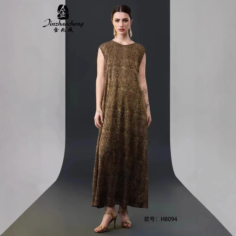新款大码宽松高级感茧型无袖连衣裙8094