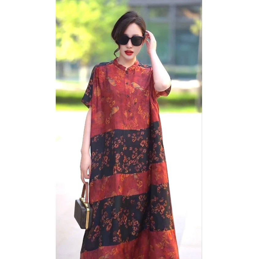 新款高端复古风气质宽松显瘦连衣裙365