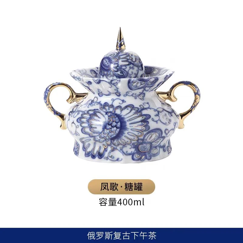 高颜值手绘瓷器凤歌系列糖罐