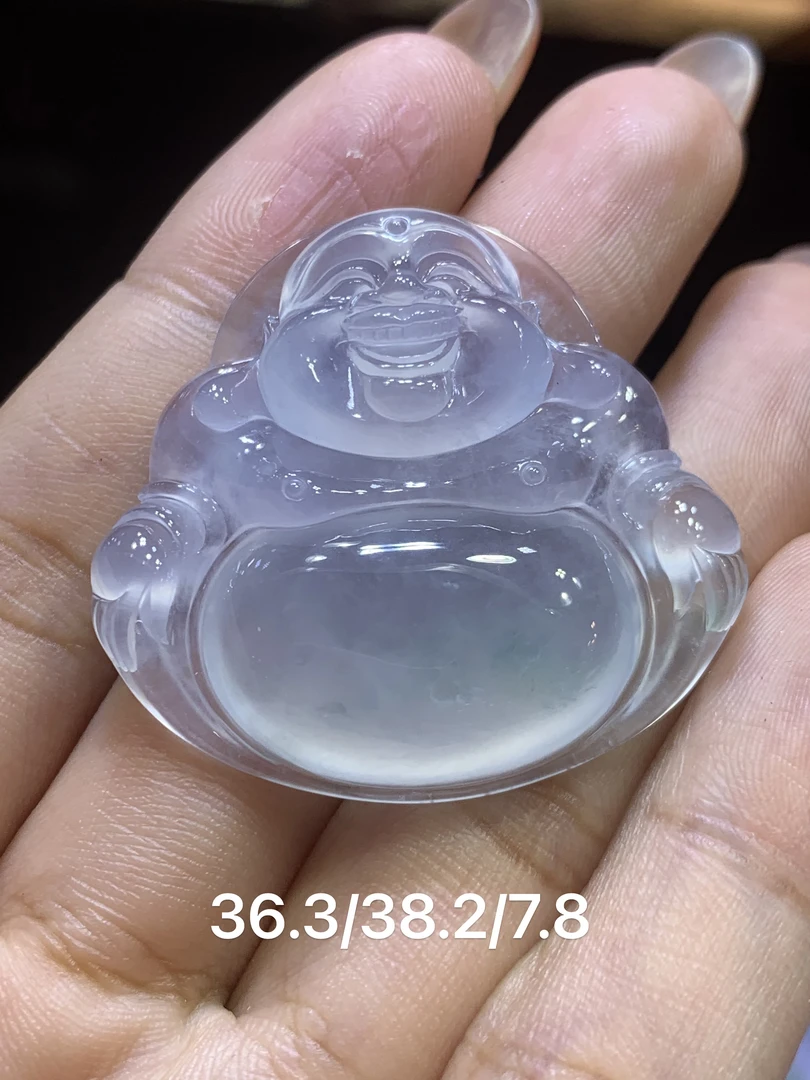 缅甸天然翡翠A货，冰紫底飘绿花大佛公，裸戴都特别好看，性价比无敌