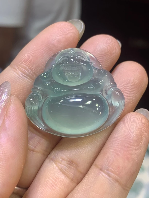 缅甸天然A货翡翠冰透水润光泽细腻晴水佛公30.5/33.2/6.2