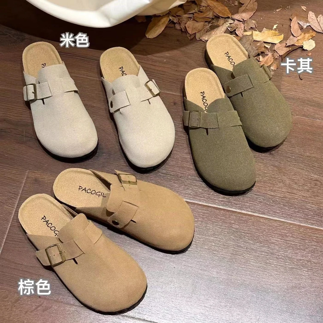 不加绒跟高3公分    百搭博肯鞋包头半拖11835