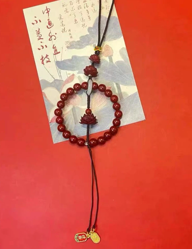 含辰砂工艺品【雪莉珠宝】 平安莲花汽车挂件