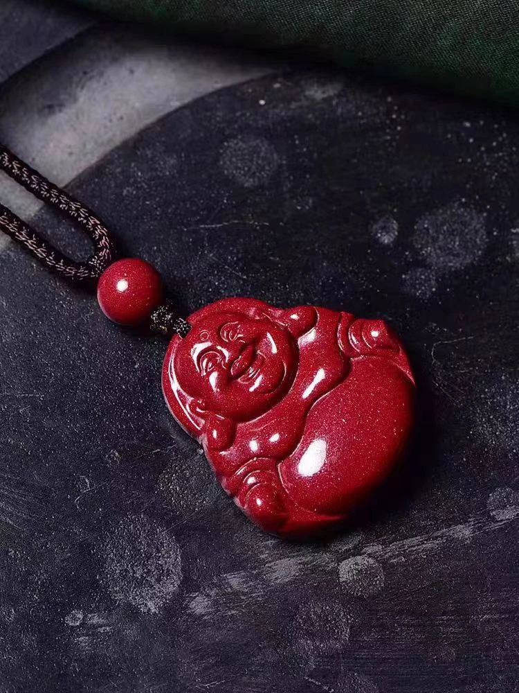 含辰砂工艺品【雪莲&灿云珠宝】女生笑面紫金砂小佛公吊坠