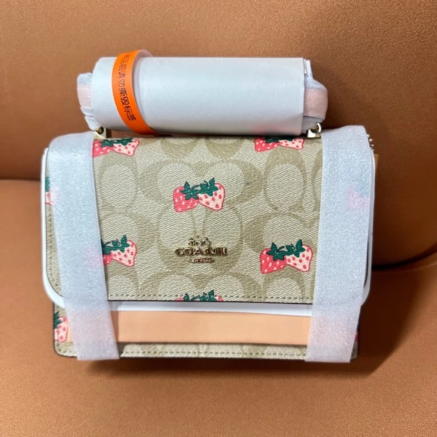 99新 COACH/蔻驰 裸包草莓老花单肩包