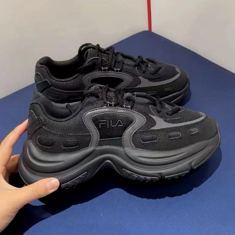 Fila/斐乐Arch 复古运动厚底 耐磨增高 低帮 生活休闲鞋 女款 黑