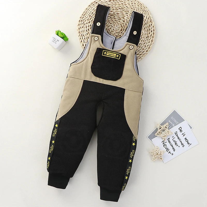 秋冬装宝宝衣服连体裤外穿开裆棉裤婴儿背带裤加厚儿童防水隔尿裤