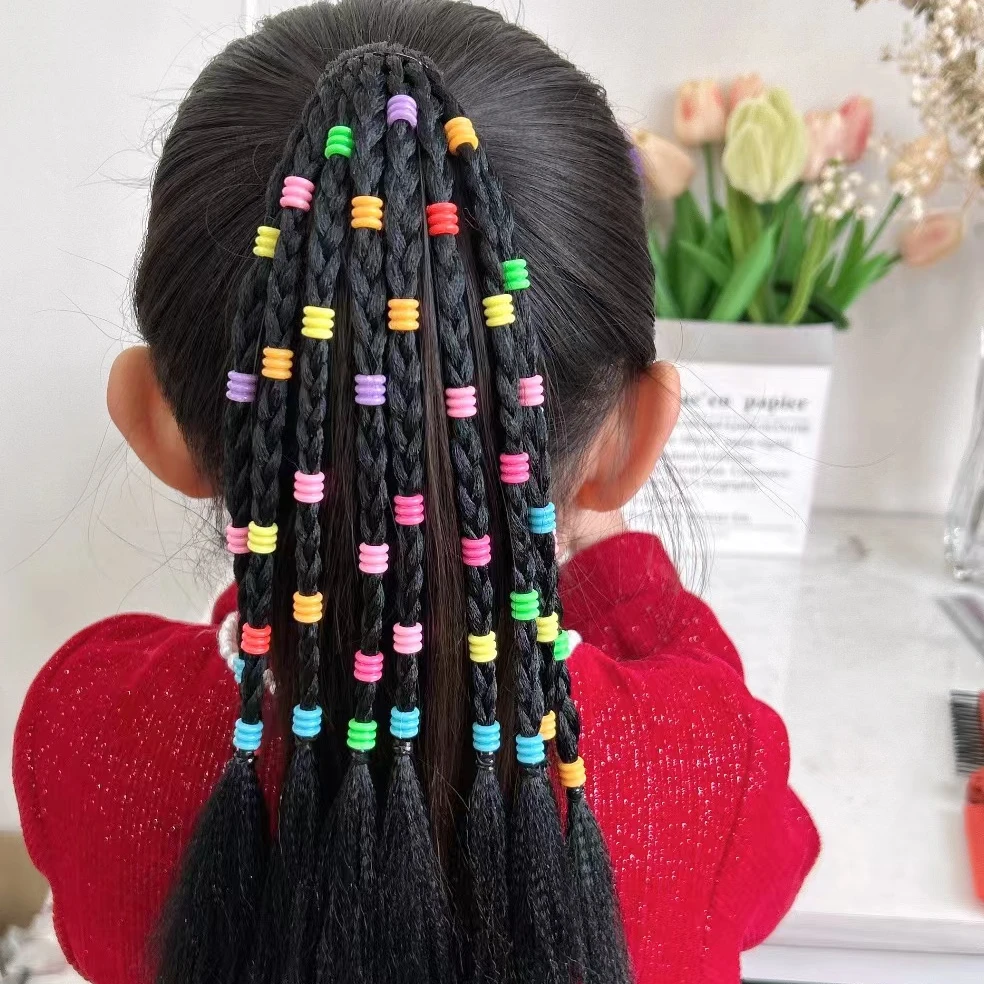 藏藏辫儿童发饰假发马尾辫  30厘米珠子可随意调节款