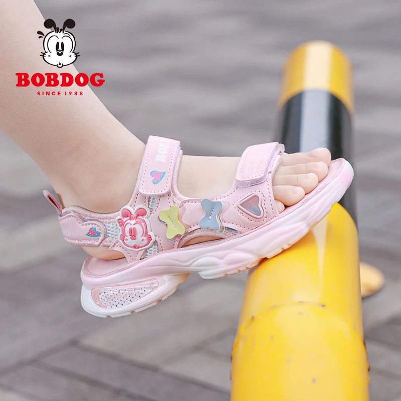 巴布豆童鞋女童夏季潮款公主凉鞋中大童小女孩软底轻便运动沙滩鞋