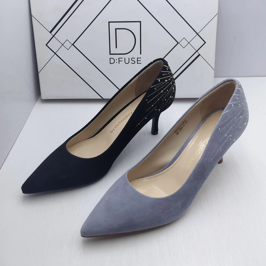 D：Fuse/迪芙斯正码品牌时尚优雅羊皮百搭高跟鞋春夏浅口单鞋女