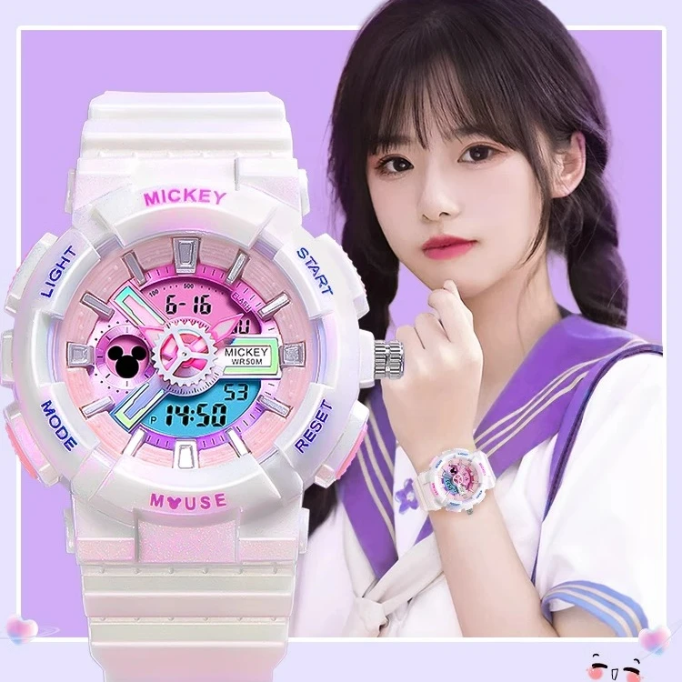 迪士尼手表女款学生2024新款初中高中女生防水中学生儿童女孩电子