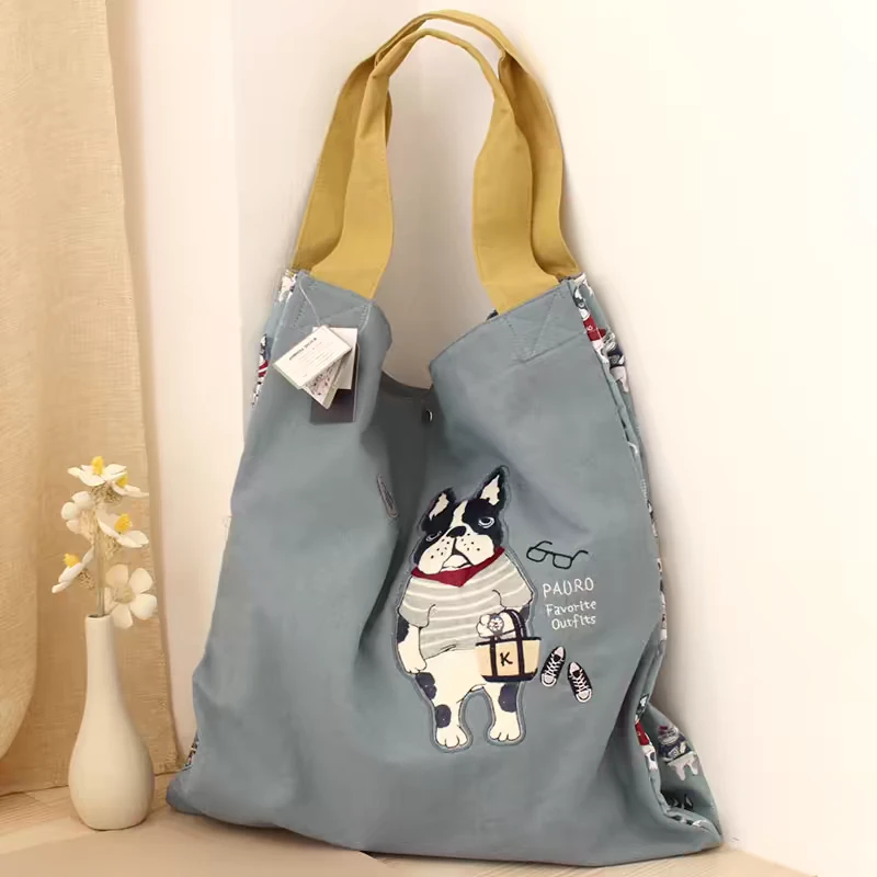 090刺绣露西保罗大容量单肩手提收纳购物出游通勤