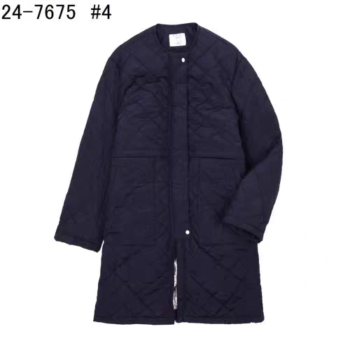 157长款棒球领纯色衍缝菱格棉服棉衣外套女220