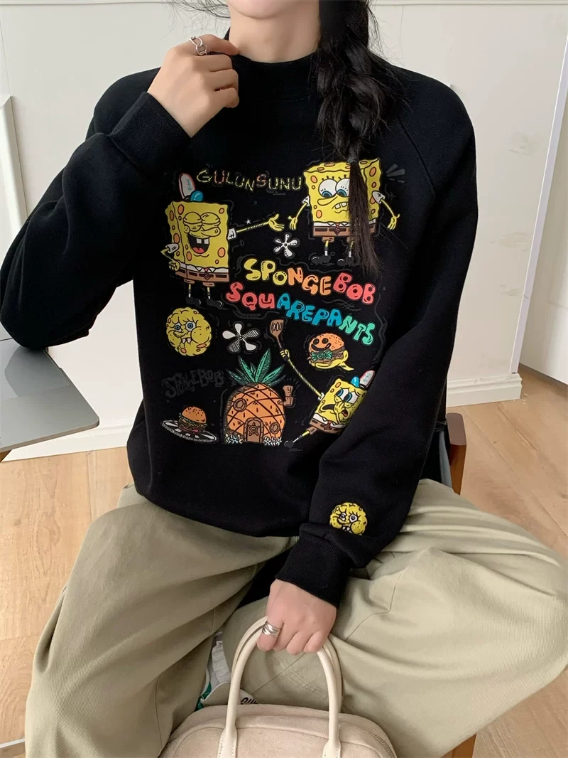 0804黑色海绵宝宝卫衣加绒