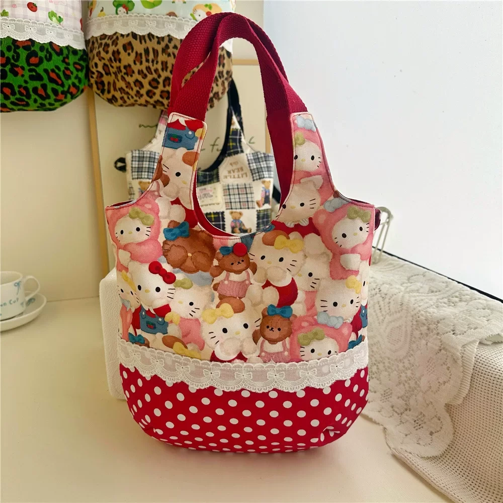 A227新款手作KT印花棉布背心手提包大圆点