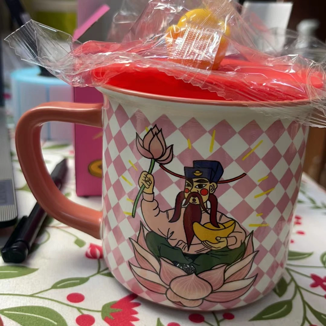 A702荷气生财搪瓷杯