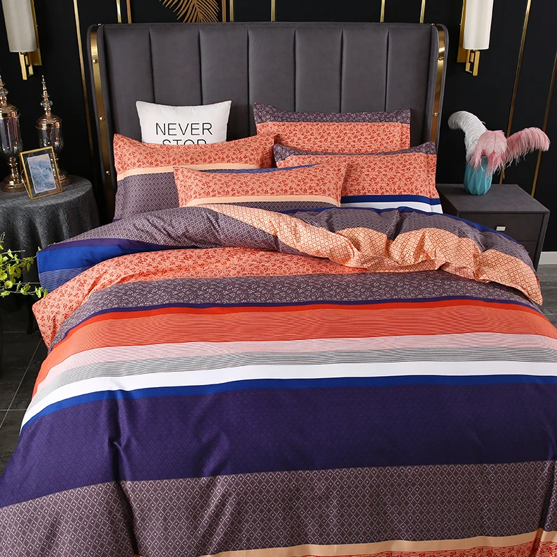 简约加厚磨毛四件套学生宿舍亲肤保暖被罩斜纹床单人磨毛被套床品