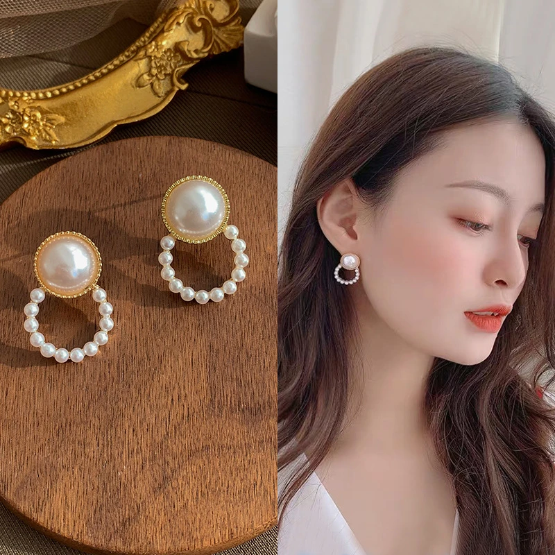 锌合金耳饰 时尚百搭圆圈耳环女法式简约小香风精致优雅耳钉8127