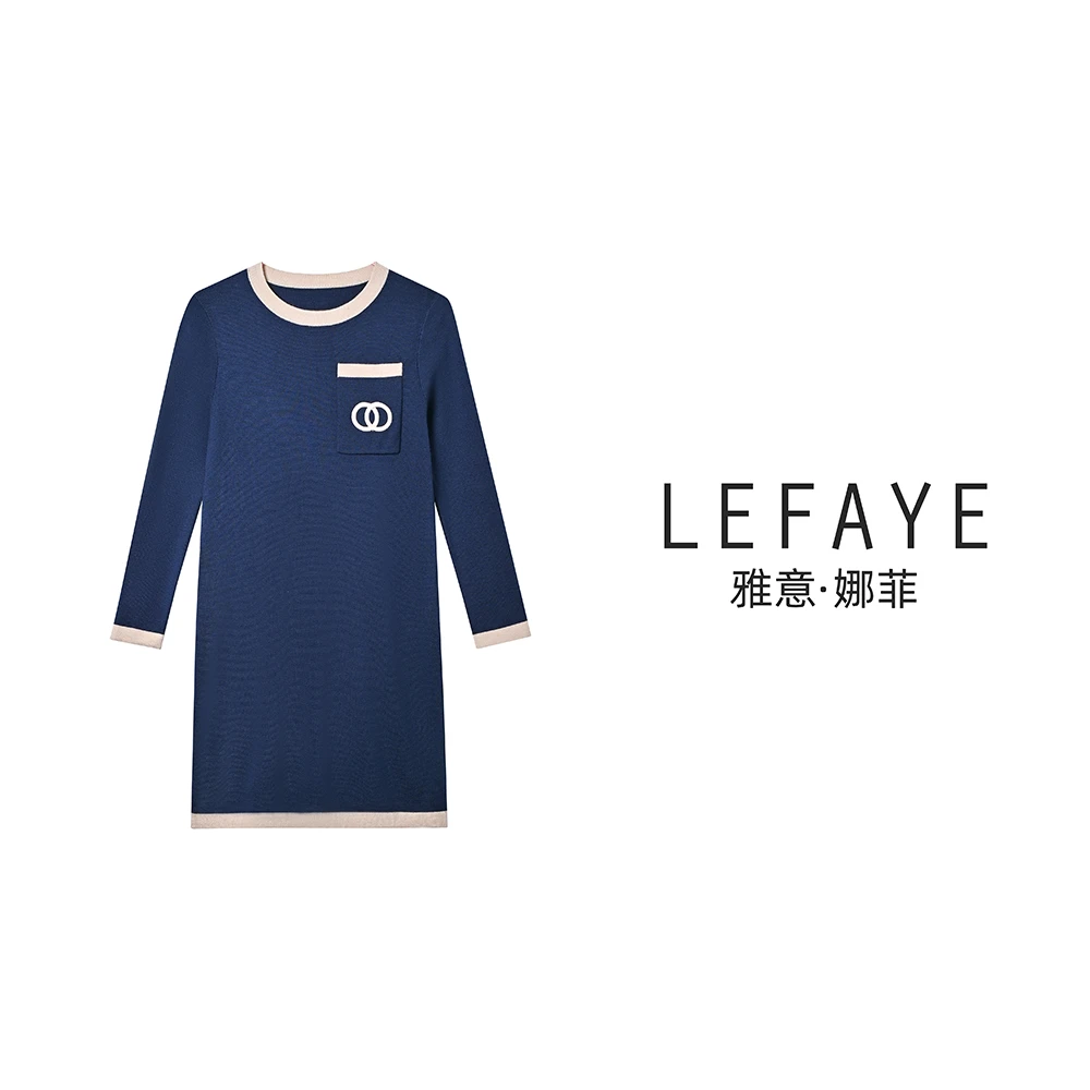 雅意娜菲2024年秋冬新款羊毛中长款小香风圆领宽松气质针织连衣裙