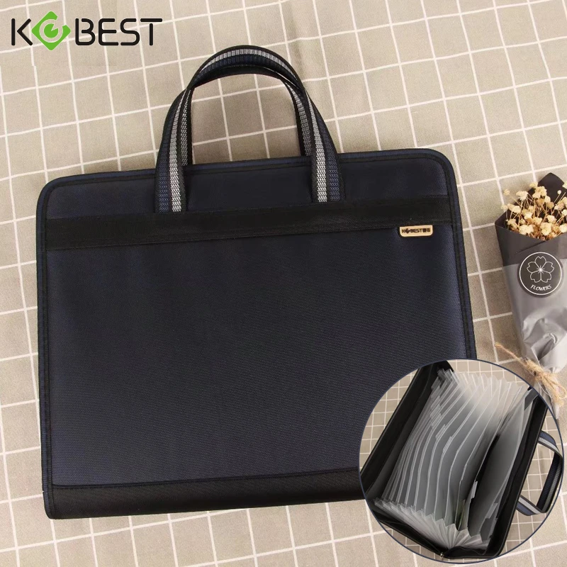 康百A4手提牛津布风琴包13层文件夹多层试卷夹学生用试卷收纳袋大