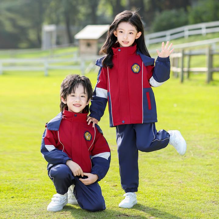 幼儿园园服春秋装一二年级班服冲锋衣加厚小学生校服三件套秋冬季