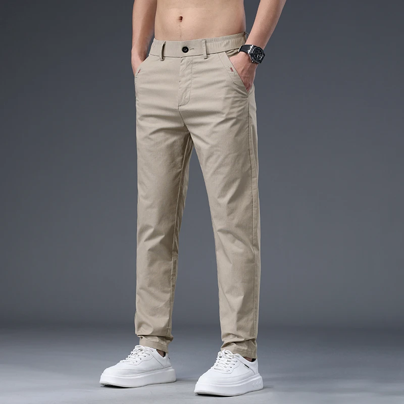 款号805男休闲商务西裤风高弹夏季小直筒百搭弹力显瘦烟管裤九分