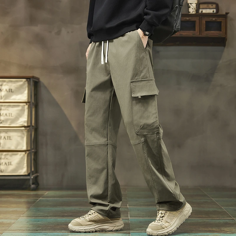 美式潮牌工装裤子男宽松直筒春秋伞兵裤2024新款冲锋运动休闲长裤