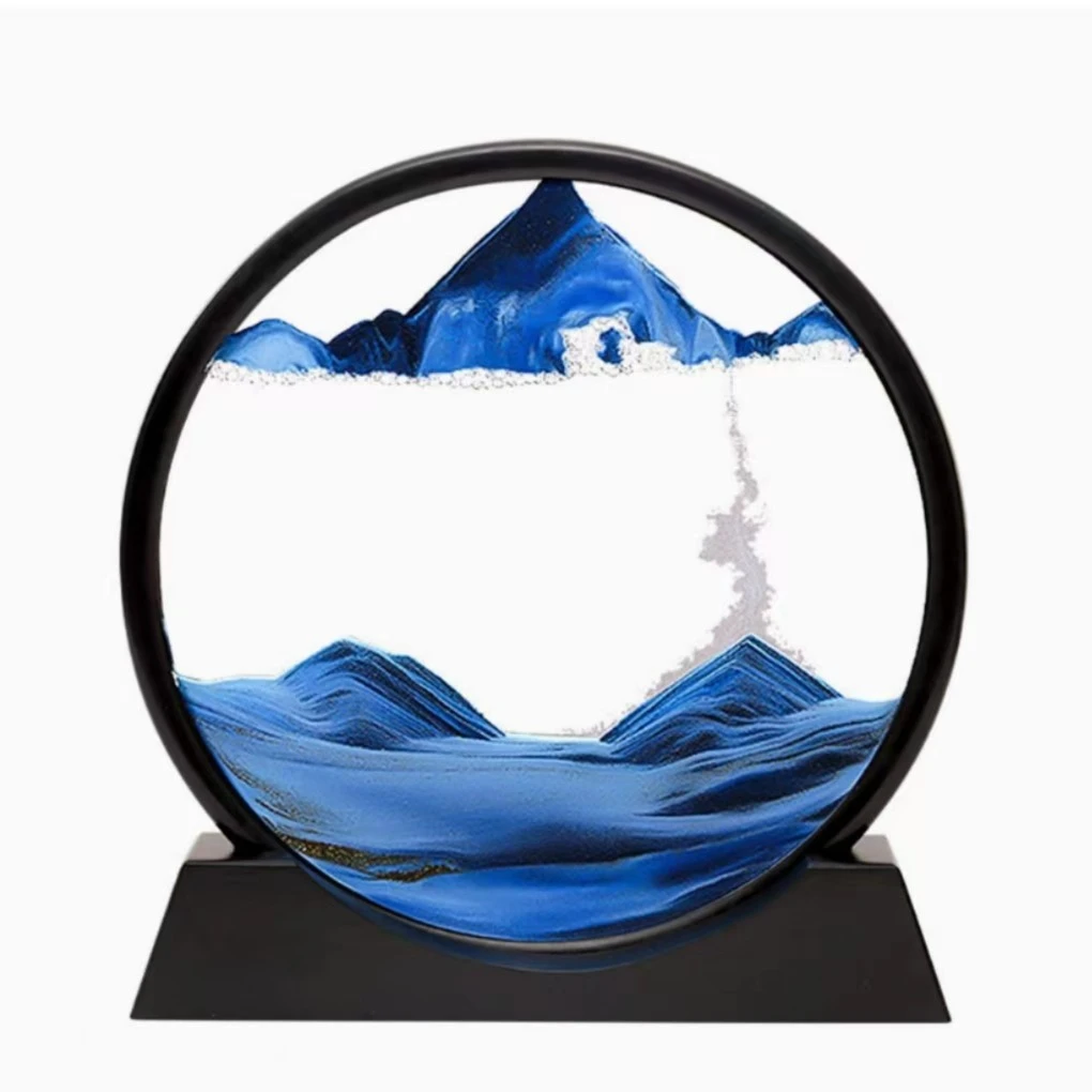 沙画灯7寸手工摆件蓝色轻奢简约透明客厅创意家用个性房间艺术