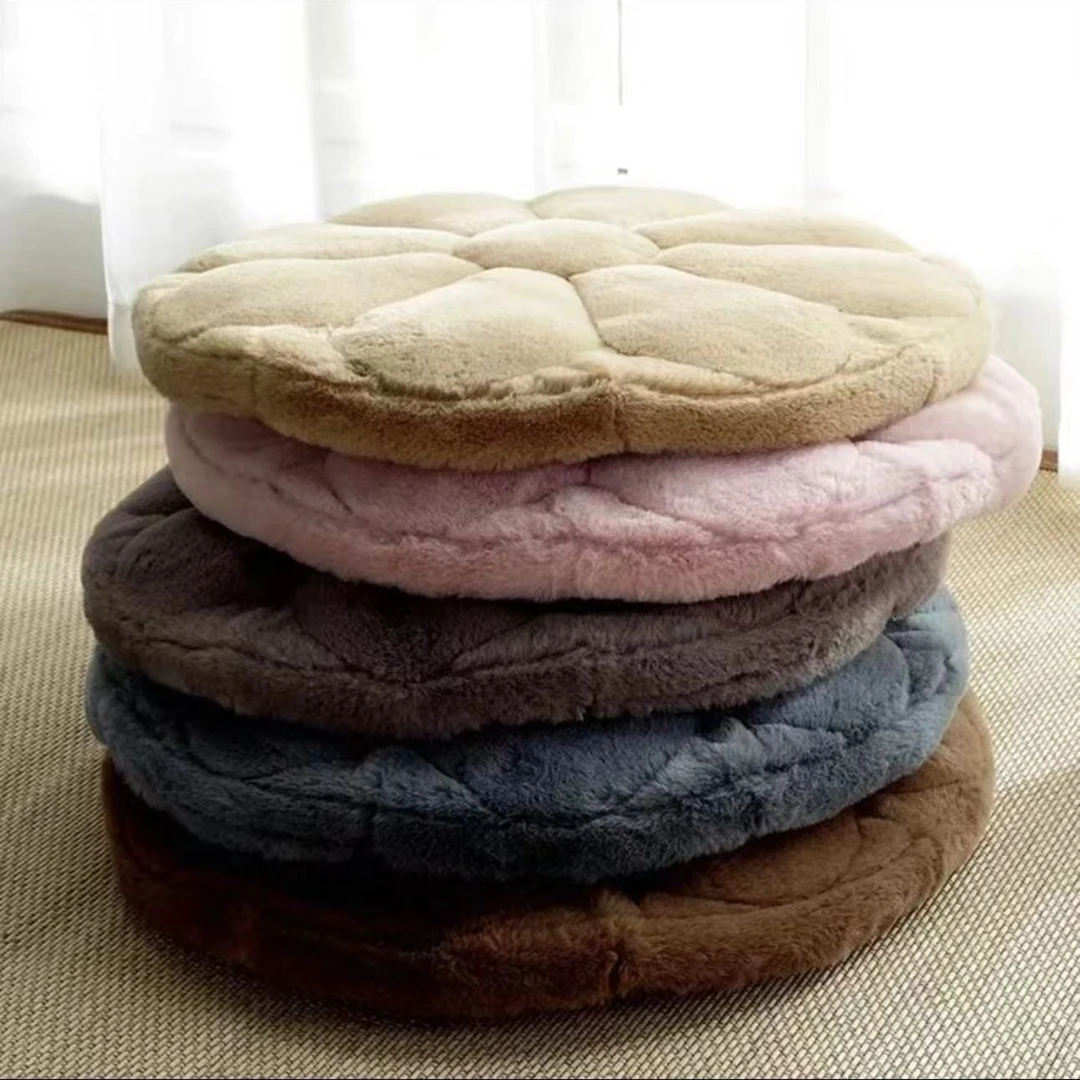 毛绒不变形圆形坐垫卧室久坐四季椅垫垫子屁股垫学生椅子坐垫冬季