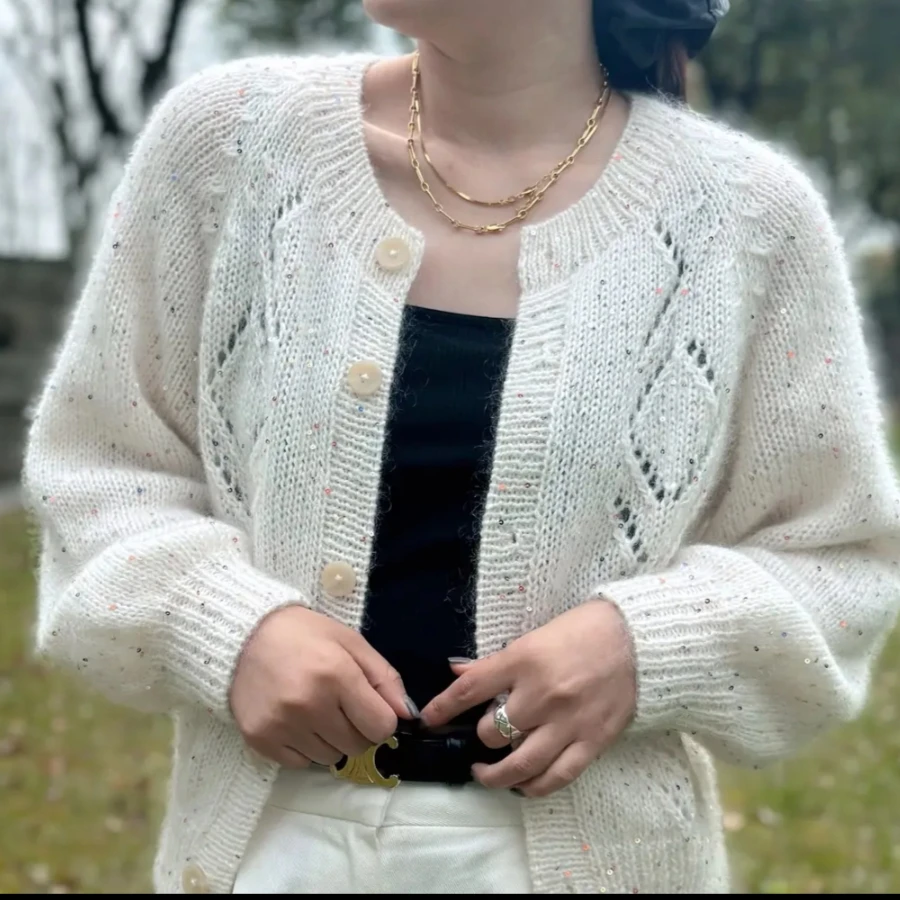 织插肩袖圆领开衫同款毛线一两（50克）价格手工编织毛线