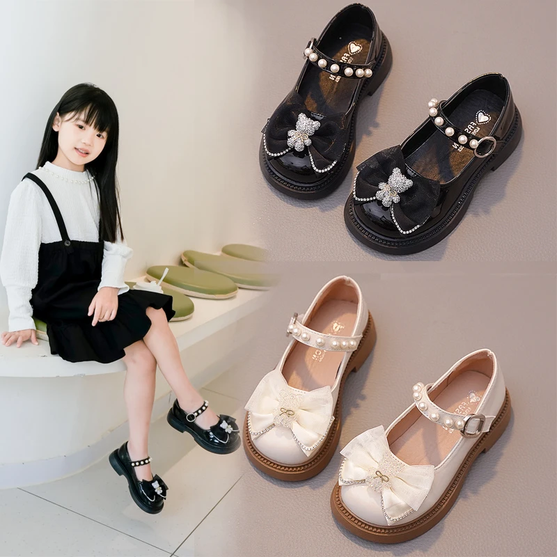 女童小皮鞋2025秋季新款洋气英伦风校园鞋时髦浅口单鞋黑色演出鞋