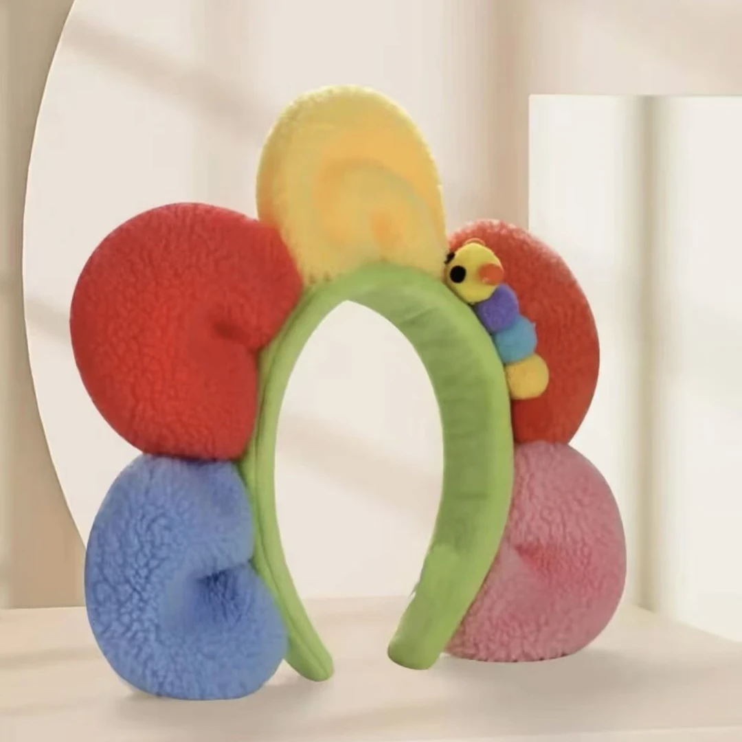 创意彩色太阳花可爱网红秋冬毛毛虫发箍卡通头饰卖萌拍照红色发卡