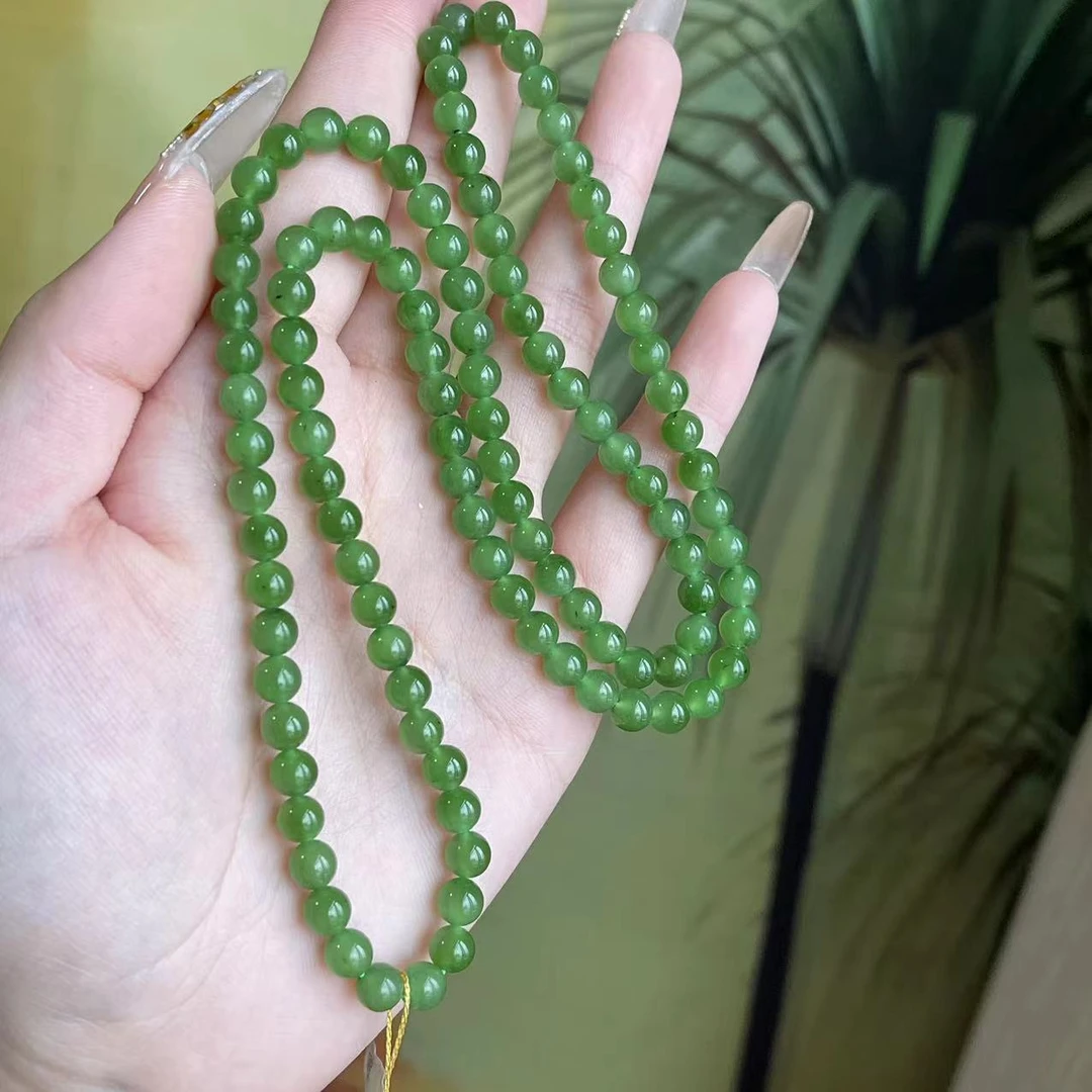 SC2915  和田玉碧玉长链卡6mm