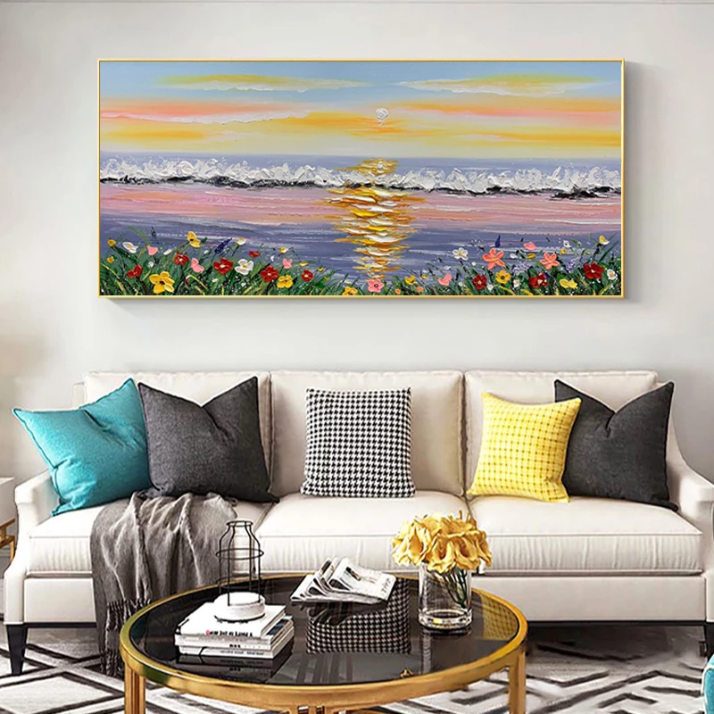 【浪漫海景】艺术大海手工抽象画立体挂画现代沙发背景墙装饰画质感
