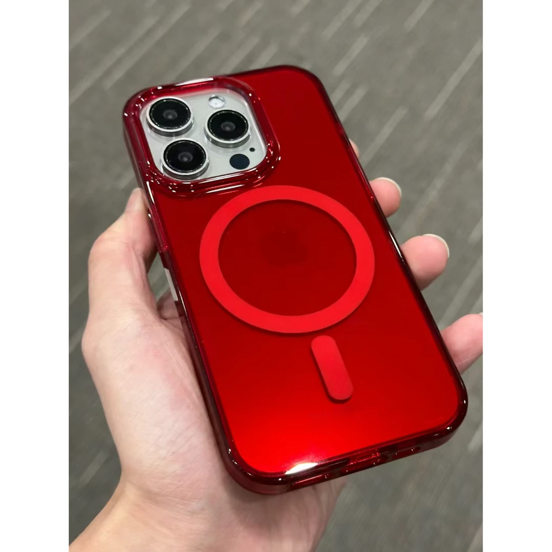 红色不发黄透明壳适用苹果15promax防摔iphone14小众节日15pro爆