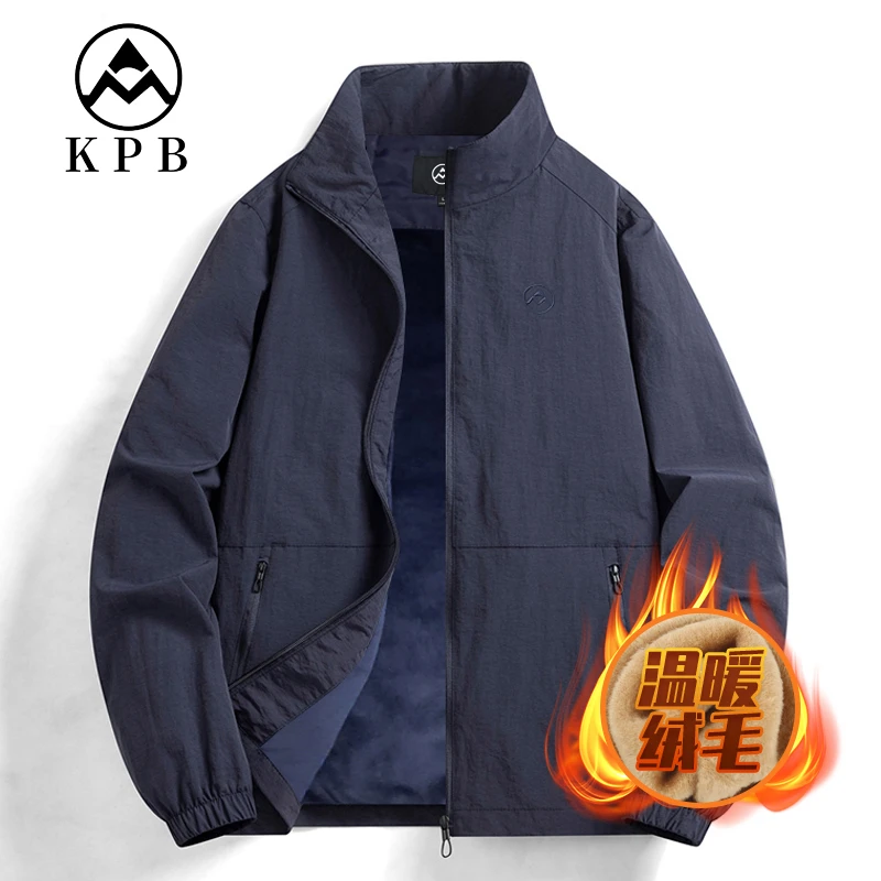 KPB秋冬休闲防风保暖锁温 户外加绒加绒立领夹克外套男